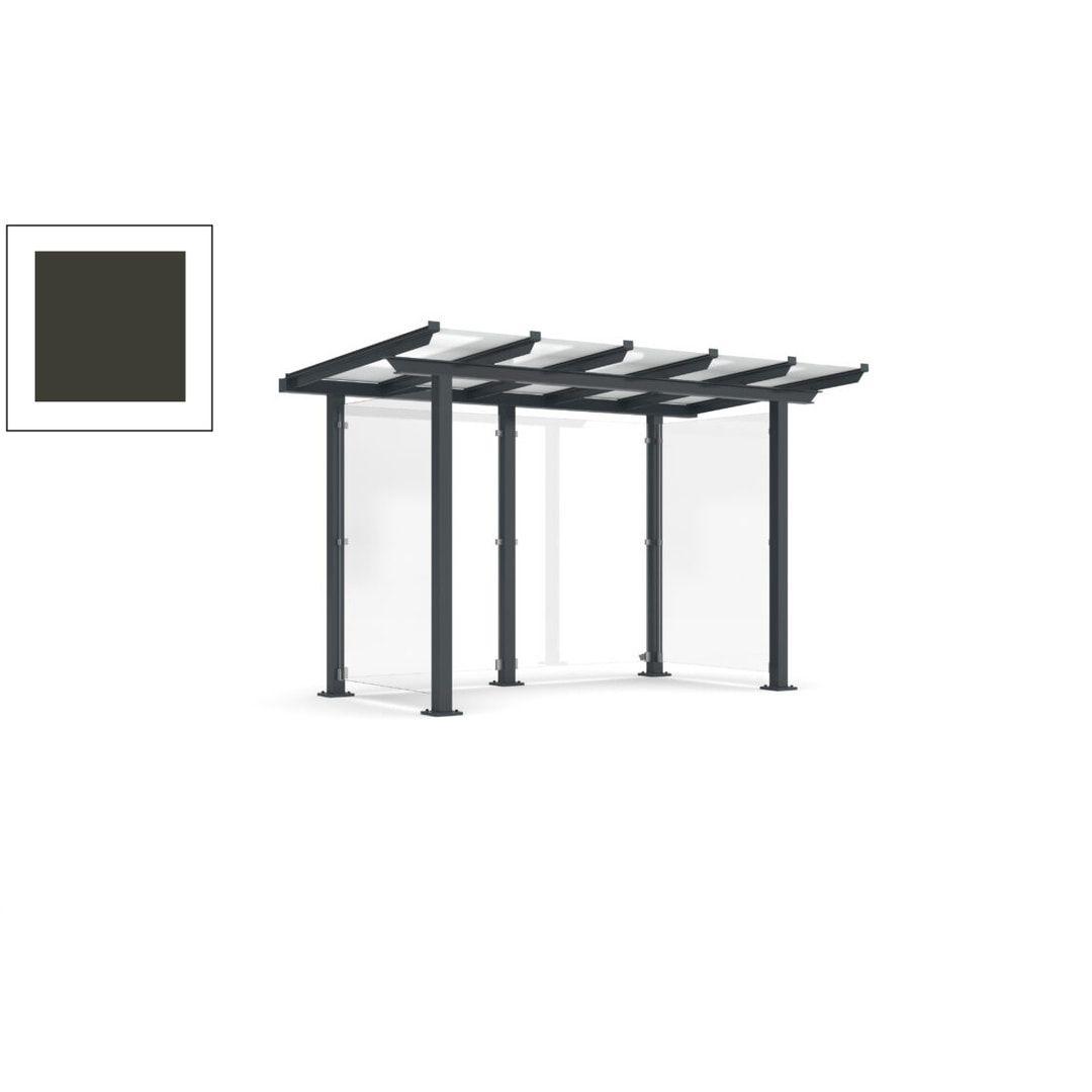 Unterstand mit Pultdach und Sicherheitsglas - feuerverzinkt und farbbeschichtet - 2.435 x 3.850 x 2.090 (HxBxT) - Farbe Achatgrau