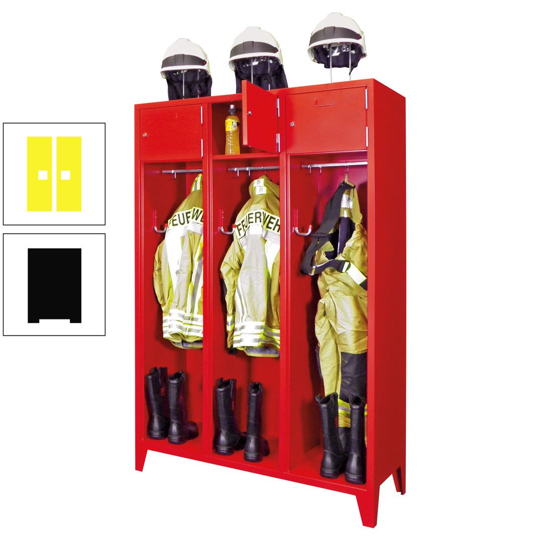 Feuerwehrschrank - 2 Abteile - Ablagefach mit Tür, Etikettenrahmen - 2.100 x 830 x 500 mm (HxBxT) - anthrazitgrau