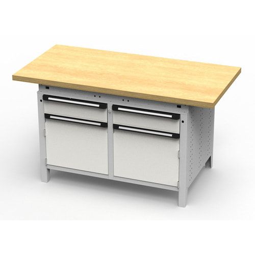 OTTOKIND Werkbank - bündige Arbeitsplatte - 850 x 1.150 x 750 mm (HxBxT) - 2 Schubladen - 2 Schränke - lichtgrau