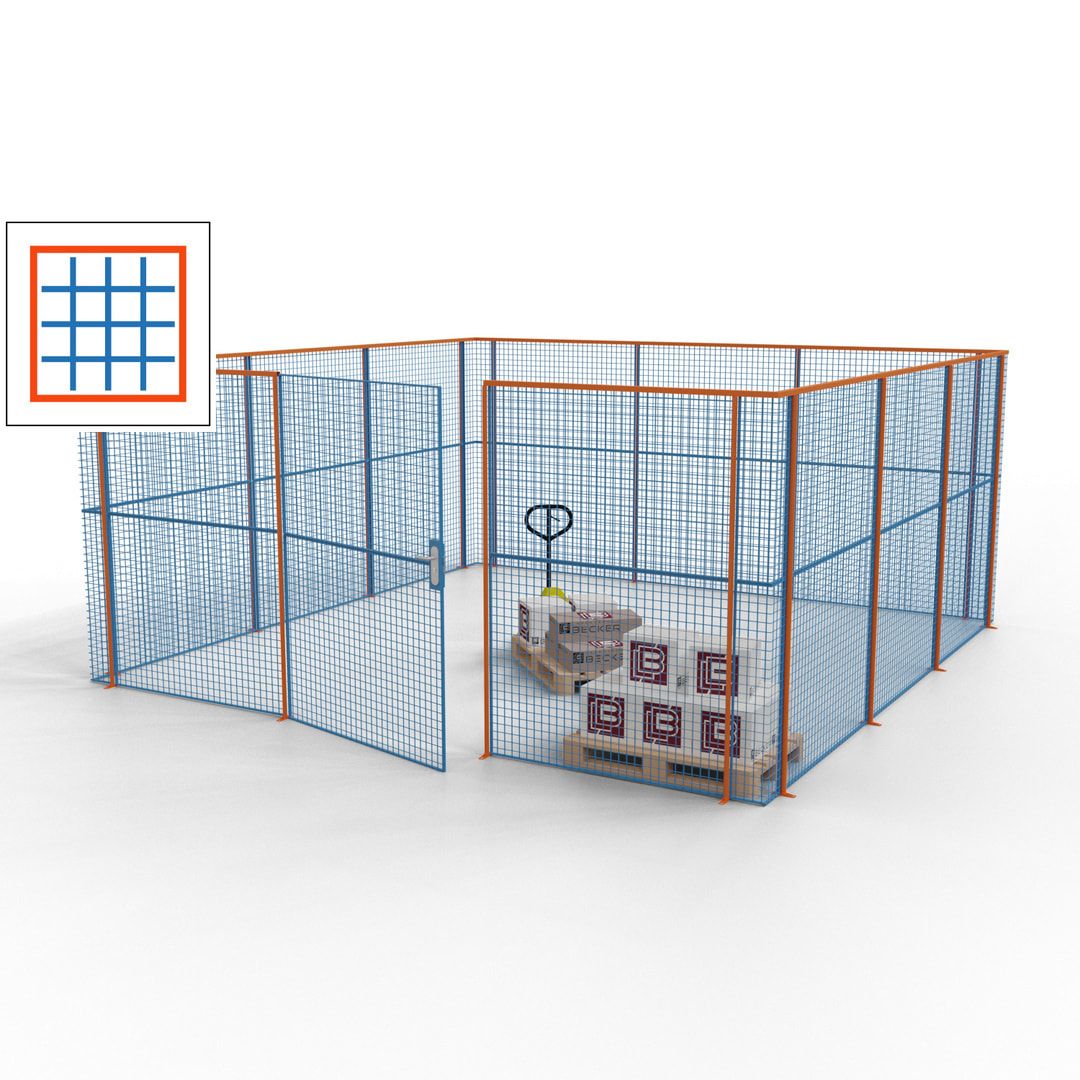 Maschinen Schutzgitter - Hallentrennwand - Sicherheitszaun - Tür - 18 m - 2.200 x 4.900 x 4.900 mm (HxBxT) - enzianblau