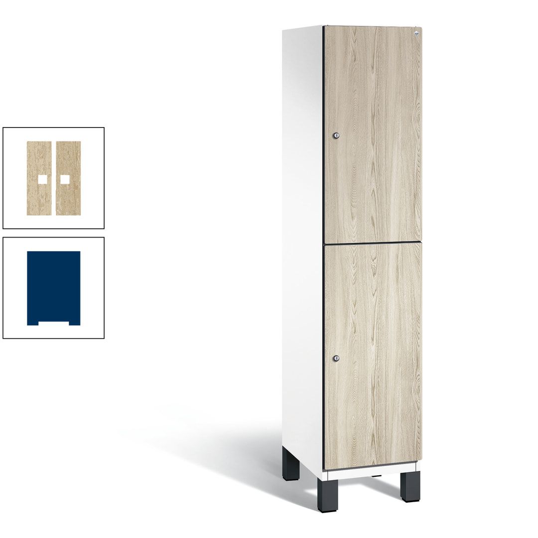 Fächerschrank, Garderobenschrank, mit Füßen, 1 Abteile, 1.980 x 400 x 525 mm (HxBxT), Korpus anthrazitgrau, Tür Donau-Ahorn
