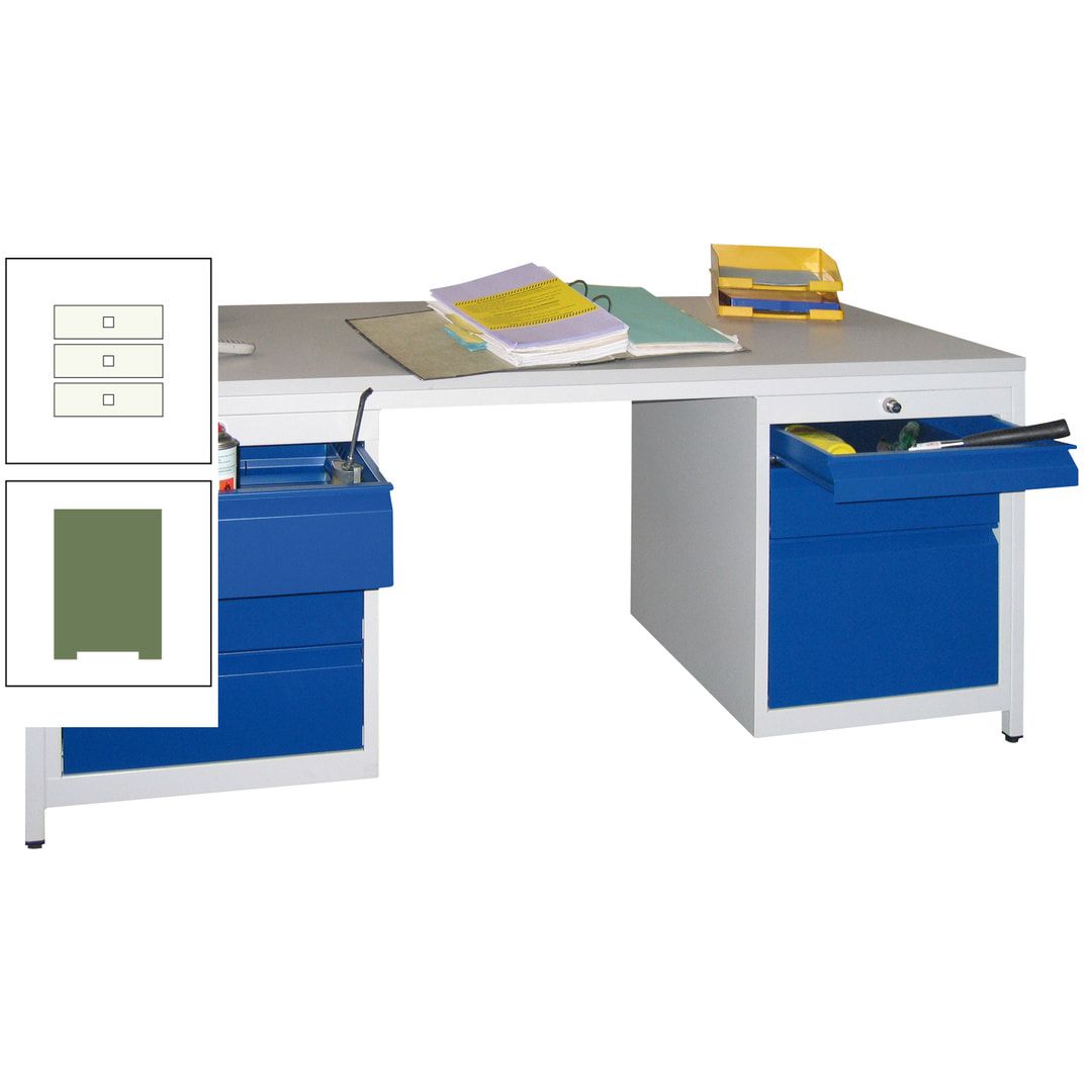 Meisterschreibtisch - 6 Schubladen, 75 / 125 / 150 / 175 / 300 mm - 720 x 1.700 x 800 mm (HxBxT) - anthrazitgrau