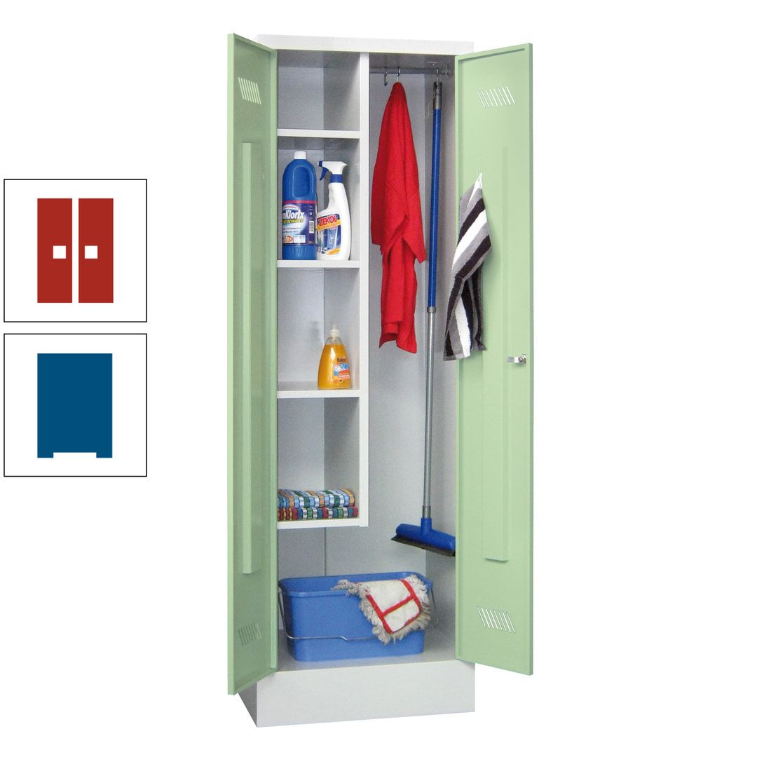Putzschrank mit Sockel - 1 Abteil mit Trennwand - 1.850x600x500 mm (HxBxT) - Drehriegel - anthrazitgrau