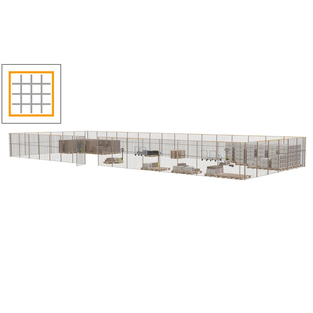 Maschinen Schutzgitter - Hallentrennwand - Sicherheitszaun - Tür - 66 m - 2.200 x 24.400 x 9.400 mm (HxBxT) - enzianblau