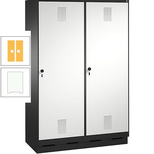 Doppel-Spind, Garderobenschrank, 2 Türen für 4 Abteile a 300 mm, Korpus anthrazitgrau, Türen anthrazitgrau, 1.800 x 1.200 x 500 mm (HxBxT)