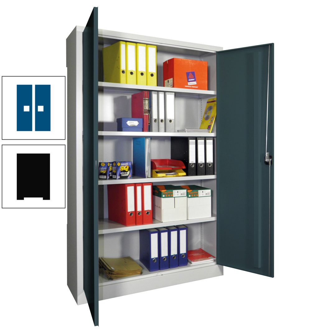 Aktenschrank - Vollblechtüren - 1.950x1.200x400 mm (HxBxT) - 4 Einlegeböden verzinkt - Zylinderschloss - anthrazitgrau