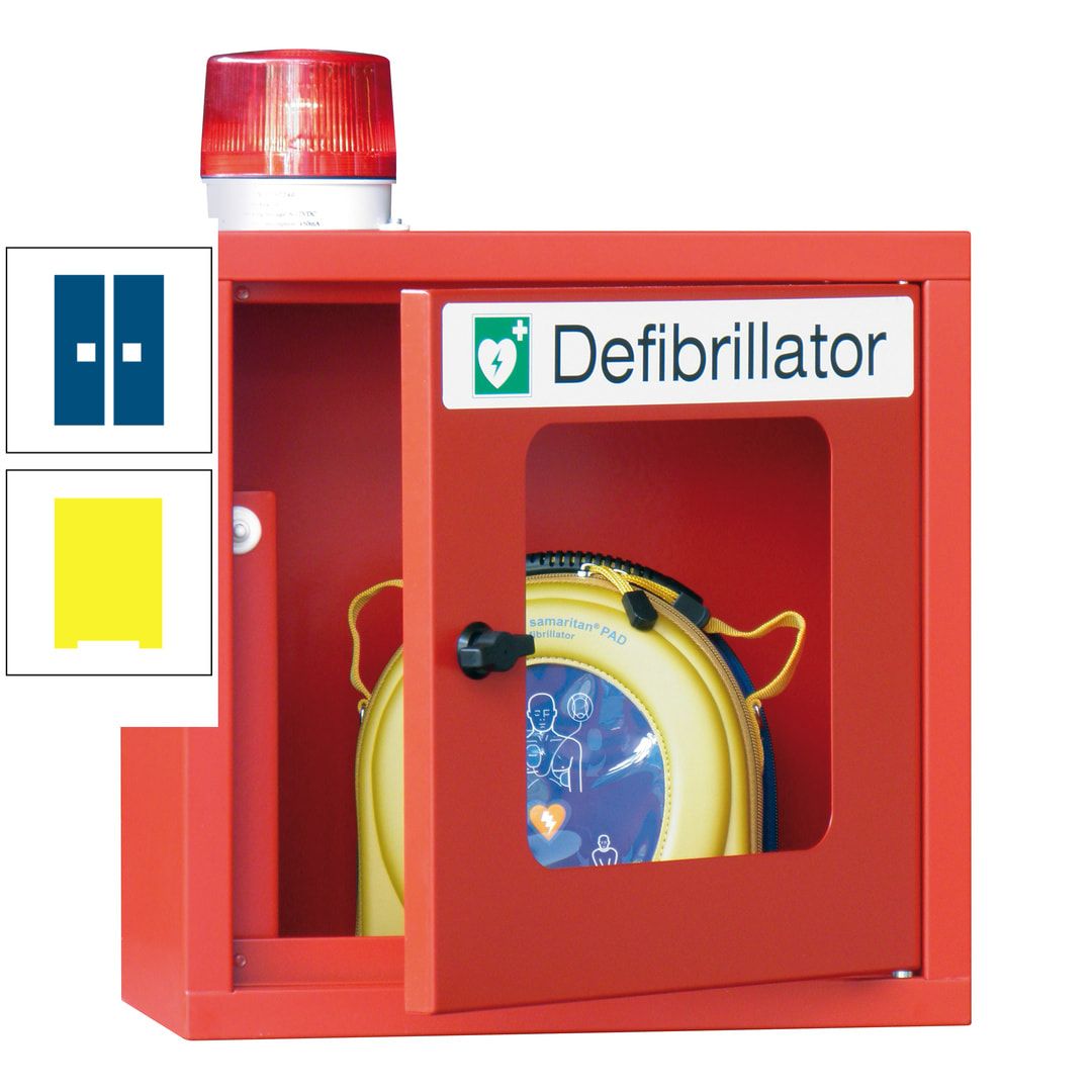 Defibrillatorenschrank mit akustischem und optischem Alarm - 490 x 400 x 200 mm (HxBxT) - Sichtfenster - anthrazitgrau