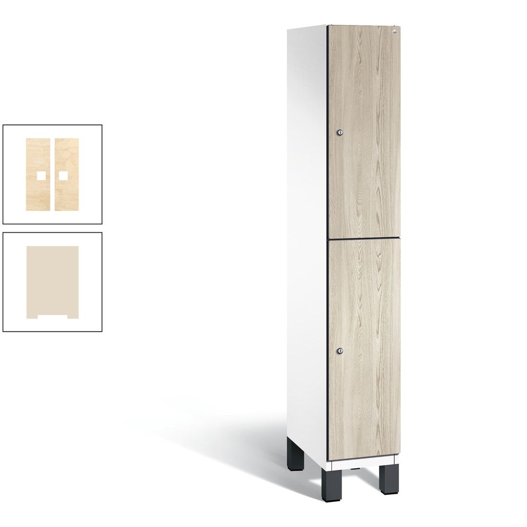 Fächerschrank, Garderobenschrank, mit Füßen, 1 Abteile, 1.980 x 300 x 525 mm (HxBxT), Korpus anthrazitgrau, Tür Donau-Ahorn