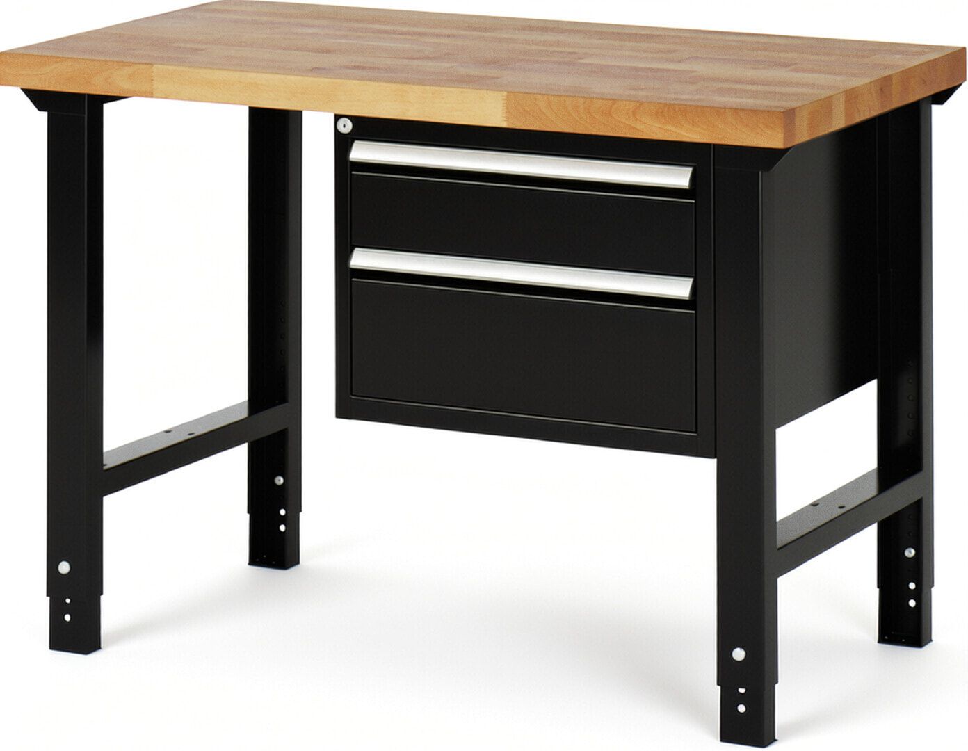 Werkbank - 2 Schubladen - Teilauszug - 150:1 / 210:1 - Höhe 790-1.140 mm - 1.250 x 700 mm (BxT) - 750 kg - Buche - Anthrazitgrau