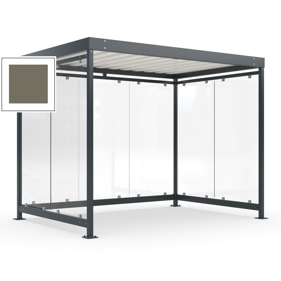 Raucherunterstand, Bausatz, Fahrgastunterstand, Bushaltestelle, 2.510 x 3.180 x 2.165 mm (HxBxT), 7 Wände, Achatgrau