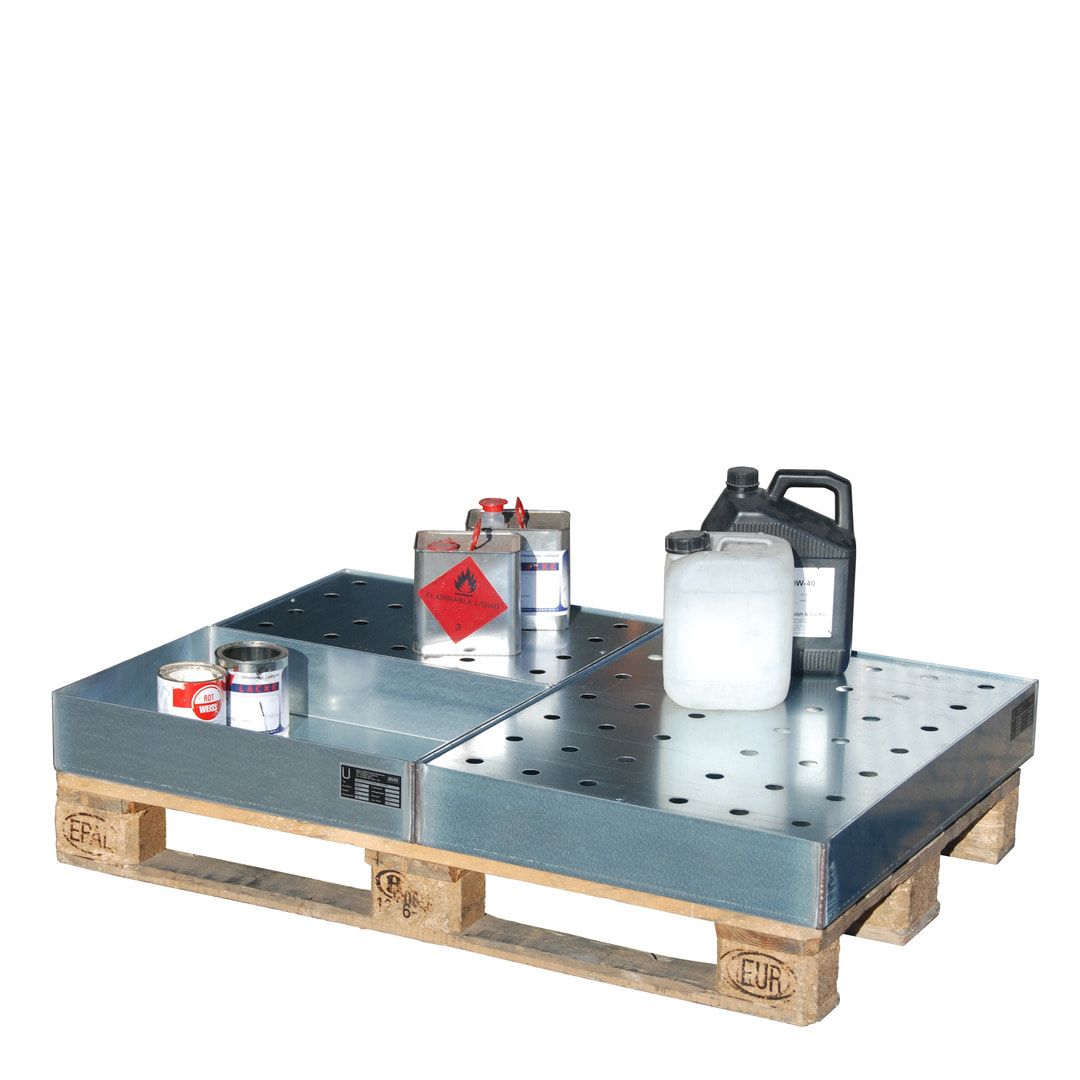 Kleingebindewanne für Paletten - Volumen 20 l - 120 x 600 x 400 mm - Edelstahl
