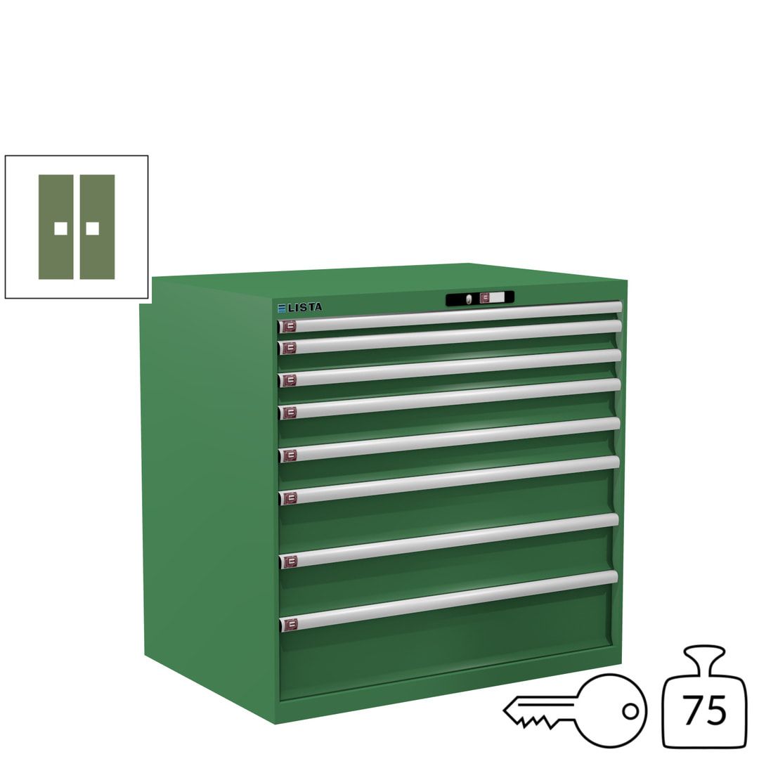 Lista Schubladenschrank - 12.541.010 - 1.000x1.023x725 mm (HxBxT) - 8 Schubladen - 200 kg - Key Lock - lichtblau (RAL 5012)