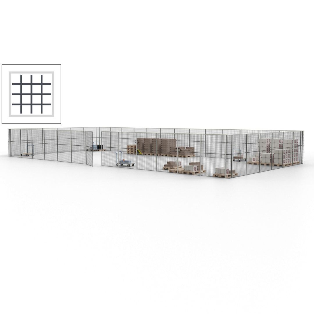 Maschinen Schutzgitter - Hallentrennwand - Sicherheitszaun - Tür - 57 m - 2.200 x 19.900 x 9.400 mm (HxBxT) - enzianblau