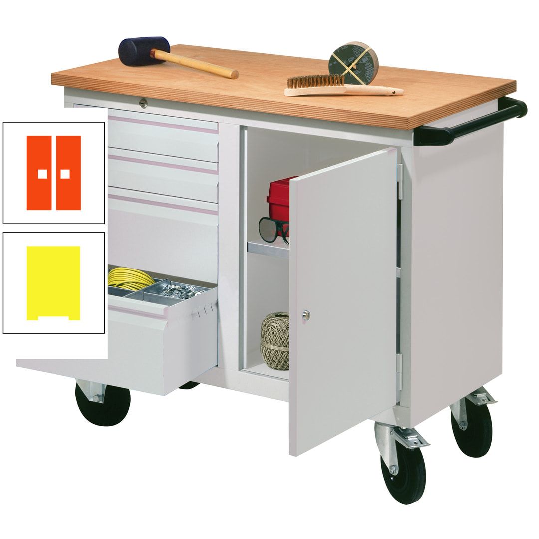 Mobile Werkbank - Werkstattwagen - 915 x 1.090 x 600 mm - 4 Schubladen und Schrankfach - anthrazitgrau