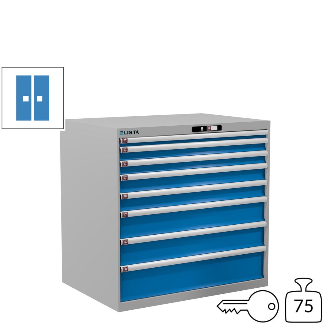 Lista Schubladenschrank - 12.541.010 - 1.000x1.023x725 mm (HxBxT) - 8 Schubladen - 200 kg - Key Lock - lichtblau (RAL 5012)