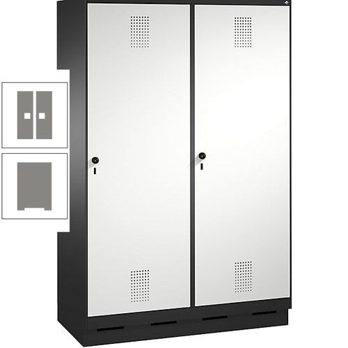 Doppel-Spind, Garderobenschrank, 2 Türen für 4 Abteile a 300 mm, Korpus anthrazitgrau, Türen anthrazitgrau, 1.800 x 1.200 x 500 mm (HxBxT)