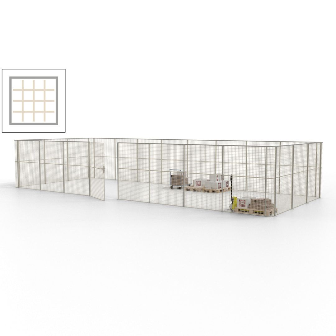 Maschinen Schutzgitter - Hallentrennwand - Sicherheitszaun - Tür - 33 m - 2.200 x 12.400 x 4.900 mm (HxBxT) - enzianblau