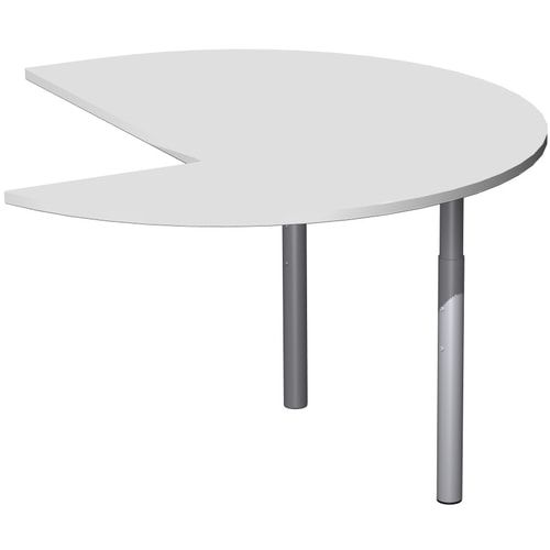 Anbautisch Dreiviertelkreis links, 4-Fuß Pro Quadrat, höhenverstellbar 680-820 mm, 1.200 x 1.200 mm (BxT), Dekor Ahorn, Gestell silber
