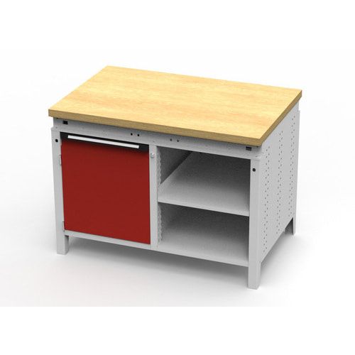 OTTOKIND Werkbank - bündige Arbeitsplatte - 850 x 1.150 x 750 mm (HxBxT) - Schrank - 2 Ablageböden - lichtgrau
