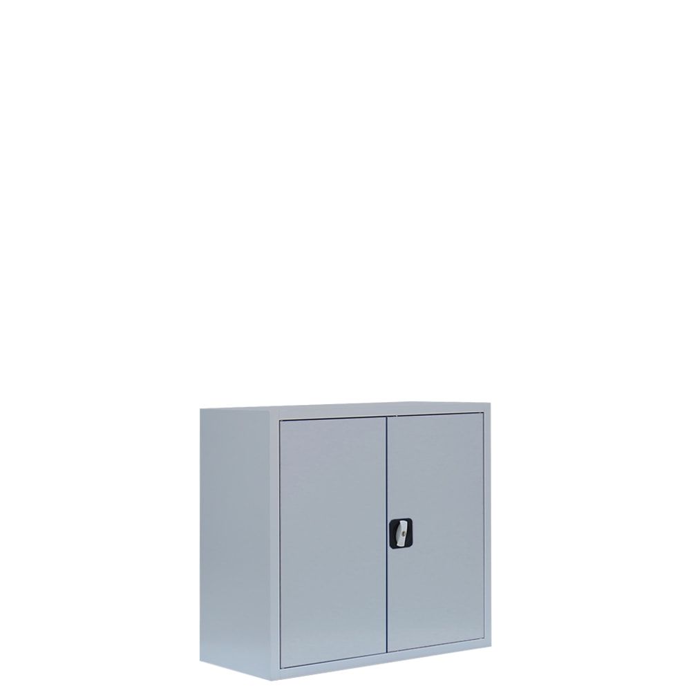 Aktenschrank, Büroschrank, abschließbar, Flügeltüren, 1 Fachboden, 750 x 800 x 383 mm (HxBxT), Stahl, Korpus und Türen in lichtgrau