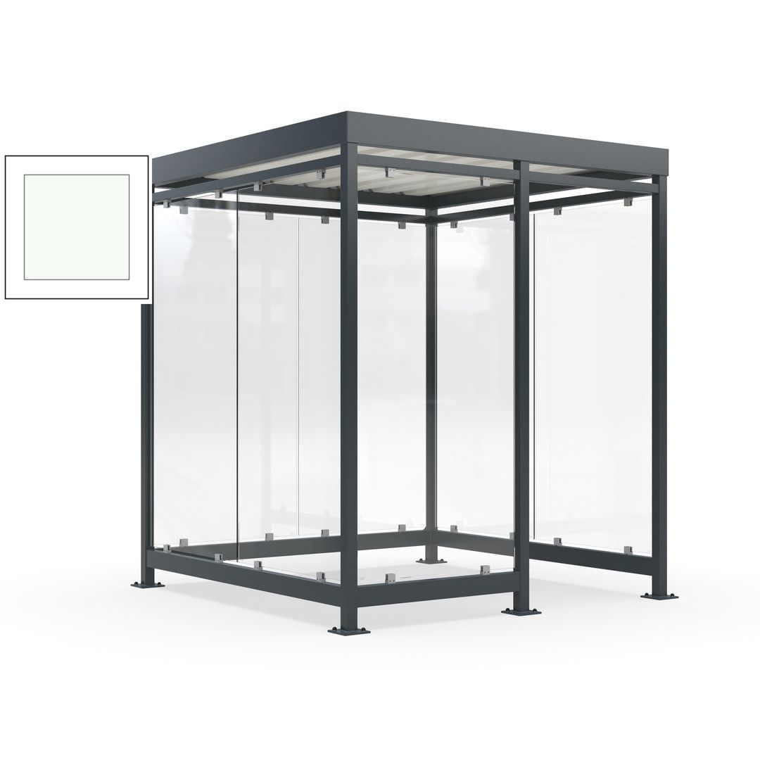 Raucherunterstand, Bushaltestelle, 7 Wände, 6-7 Personen, 2.510 x 2.165 x 2.165 mm (HxBxT), Farbe Achatgrau