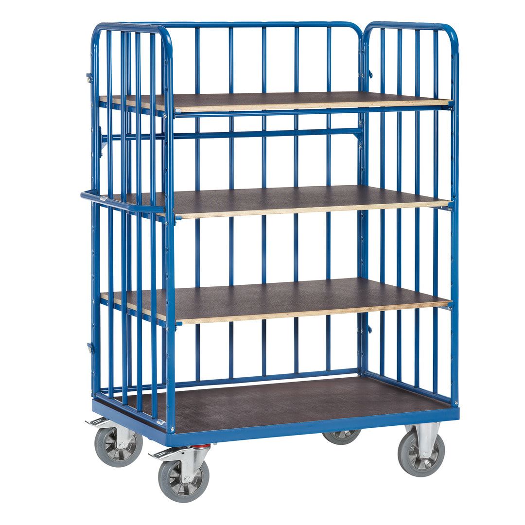 Fetra - Etagenwagen - 1.200 kg - Höhe 1.817 mm - Ladefläche 700 x 1.000 mm - 4 Böden - Längswand