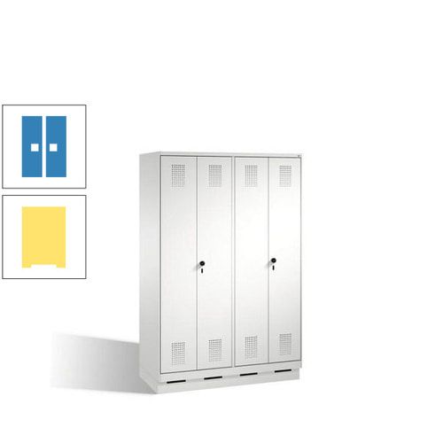 Doppel-Spind, Doppeltüren, Garderobenschrank mit Sockel, 4 Abteile a 300 mm, Korpus anthrazitgrau, Tür anthrazitgrau, 1.800 x 1.200 x 500 mm (HxBxT)