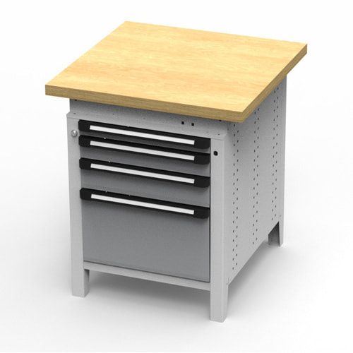 OTTOKIND Werkbank - Arbeitsplatte bündig - 850 x 605 x 750 mm (HxBxT) - 4 Schubladen - 60:1 / 90:1 / 120:1 / 300:1 - lichtgrau / anthrazitgrau