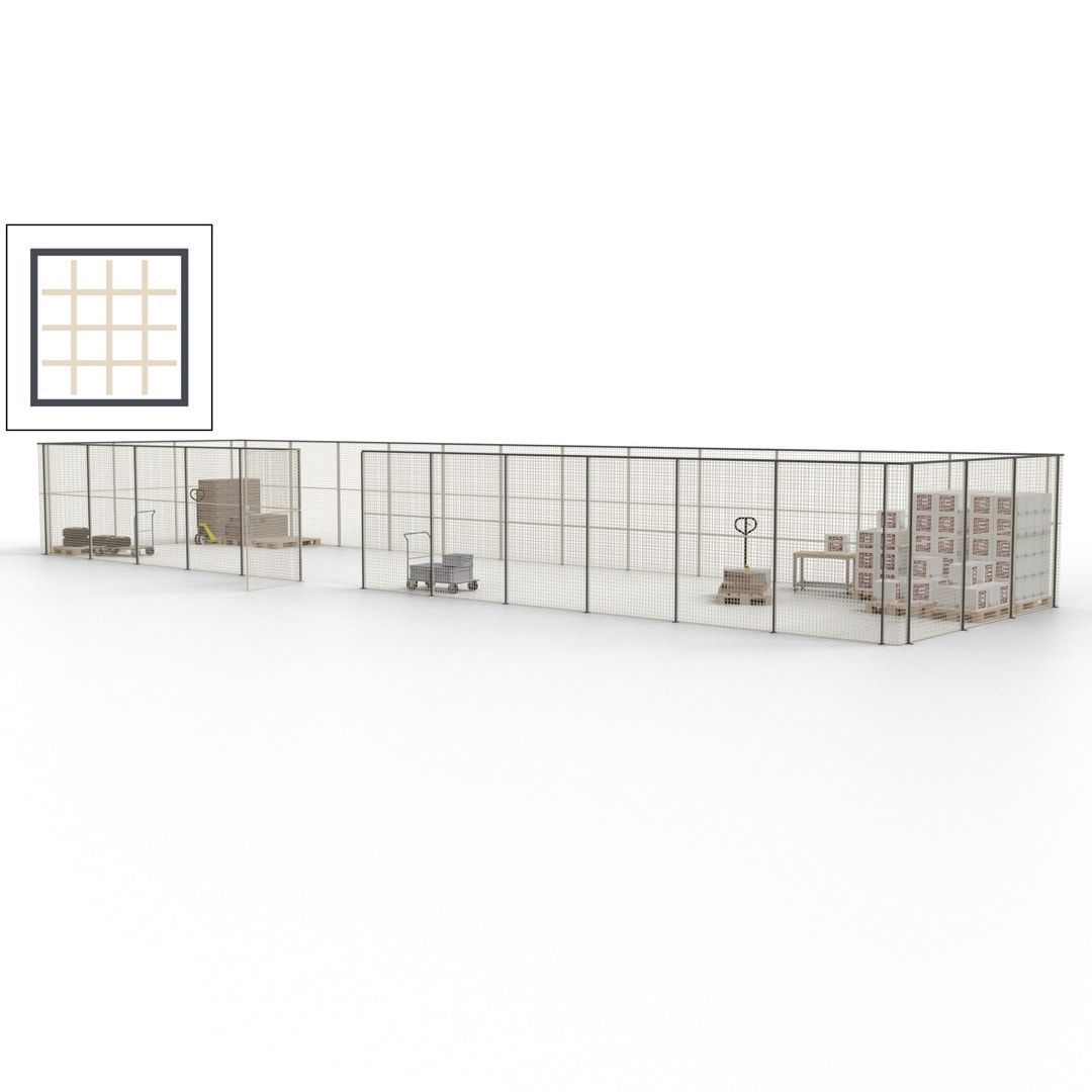 Maschinen Schutzgitter - Hallentrennwand - Sicherheitszaun - Tür - 45 m - 2.200 x 18.400 x 4.900 mm (HxBxT) - enzianblau