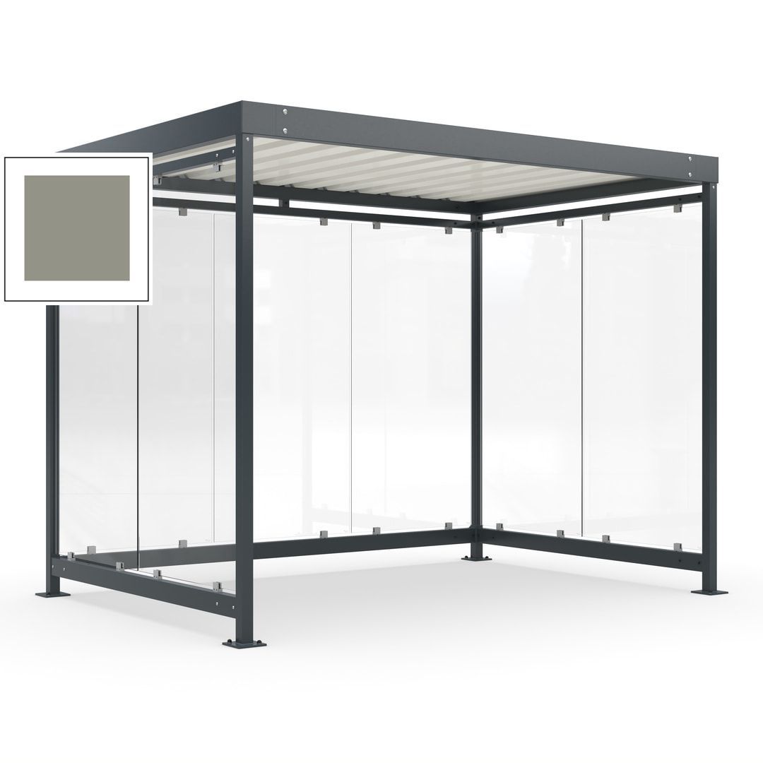 Raucherunterstand, Bausatz, Fahrgastunterstand, Bushaltestelle, 2.510 x 3.180 x 2.165 mm (HxBxT), 7 Wände, Achatgrau