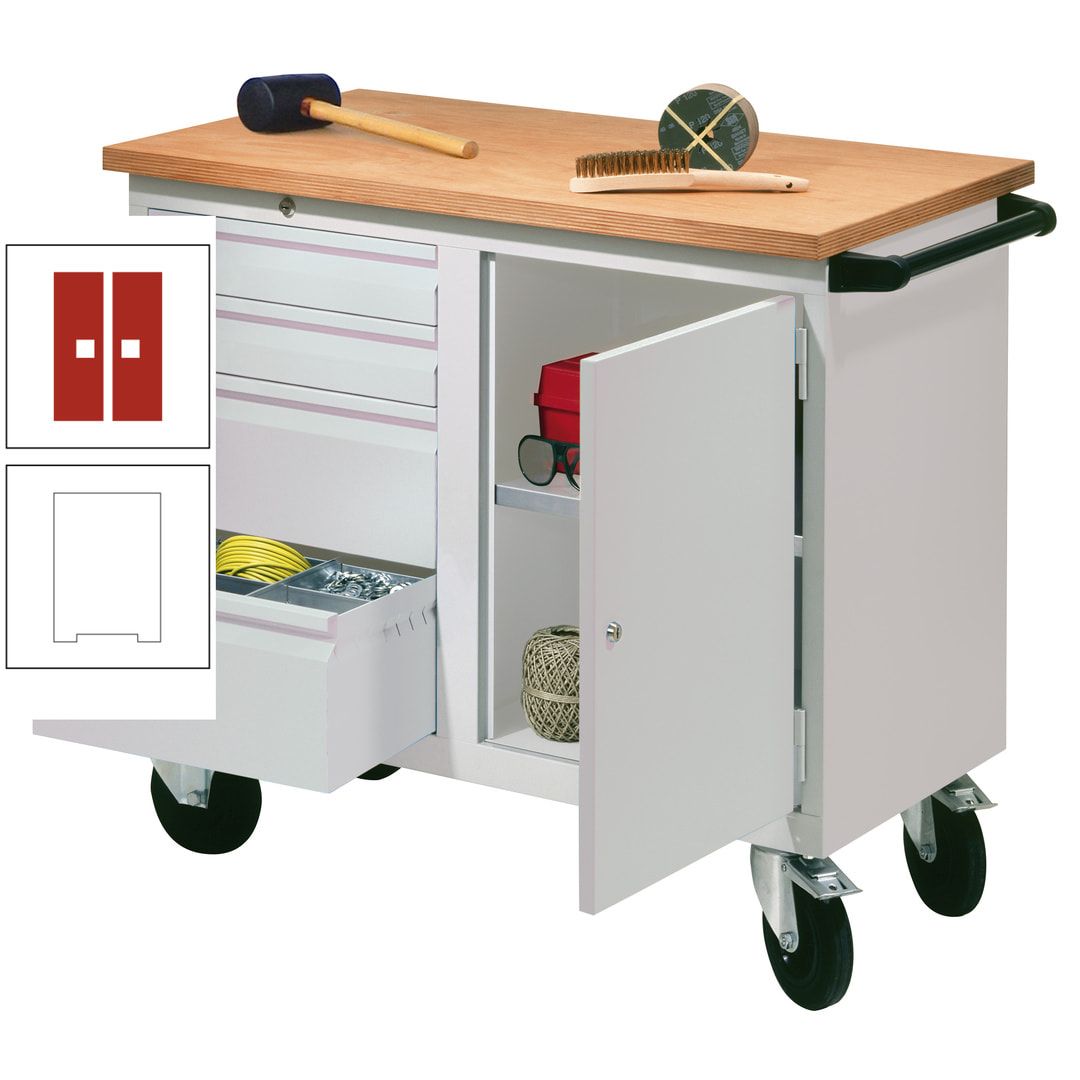 Mobile Werkbank - Werkstattwagen - 915 x 1.090 x 600 mm - 4 Schubladen und Schrankfach - anthrazitgrau