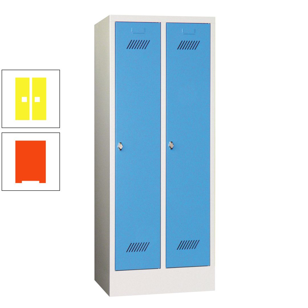 Spindschrank f. Schulen - mit Sockel - Höhe 1.600 mm - 2 Abteile a 300 mm - Drehriegel - anthrazitgrau