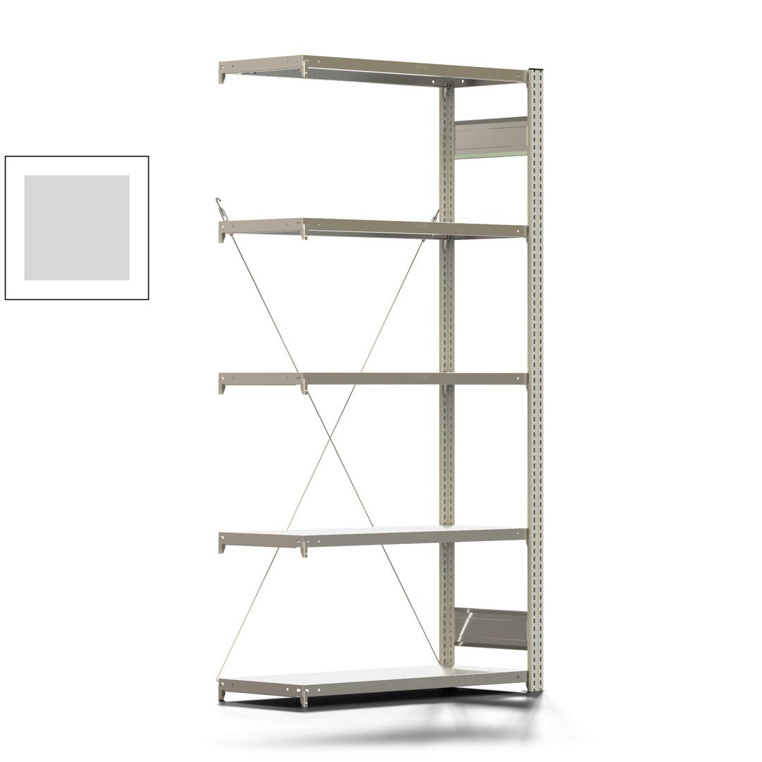 Fachbodenregal mit Tiefenriegel - 350 kg - 2.000 x 1.005 x 426 mm (HxBxT) - Anbauregal - 5 Böden - enzianblau - Lagerregal - Steckregal BERT