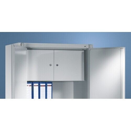 Feuergeschützter Aktenschrank, Klasse A1, 3 Fachböden und 2 Schließfächer, Farben schwarzgrau, 1.950 x 930 x 500 mm (HxBxT)