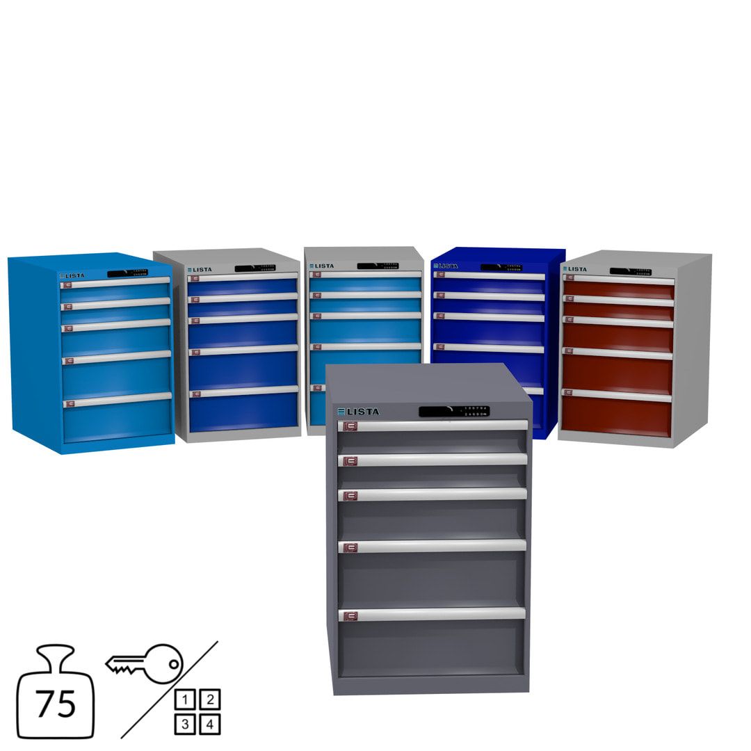 Lista Schubladenschrank - 14.399.010 - 850x564x725 mm (HxBxT) - 5 Schubladen - 75 kg - Key Lock - lichtblau (RAL 5012)