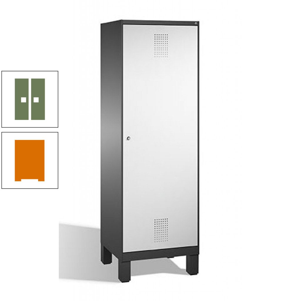 Doppel-Spind, Garderobenschrank, 1 Tür für 2 Abteile a 300 mm, Korpus anthrazitgrau, Türen anthrazitgrau, 1.850 x 600 x 500 mm (HxBxT)