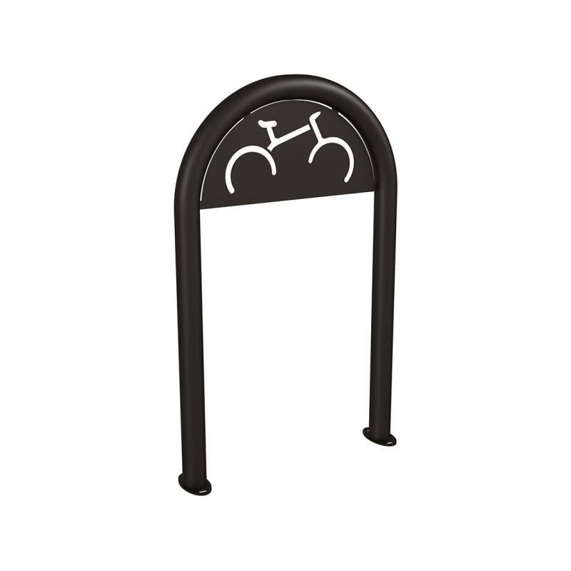 Fahrradbügel - Fahrradständer - mit Beschilderung - mit Bodenplatte - Stahl - Büroklammerform - 1.000 x 625 mm (HxB) - enzianblau