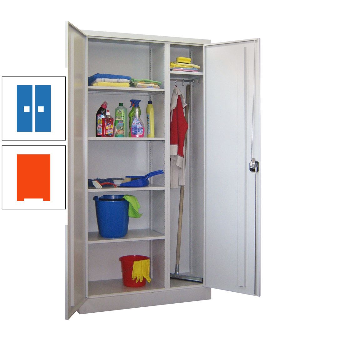 Putzschrank mit Trennwand - 1.950x1.000x400 mm (HxBxT) - Böden pulverbeschichtet - anthrazitgrau