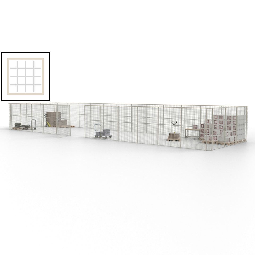 Maschinen Schutzgitter - Hallentrennwand - Sicherheitszaun - Tür - 45 m - 2.200 x 18.400 x 4.900 mm (HxBxT) - enzianblau