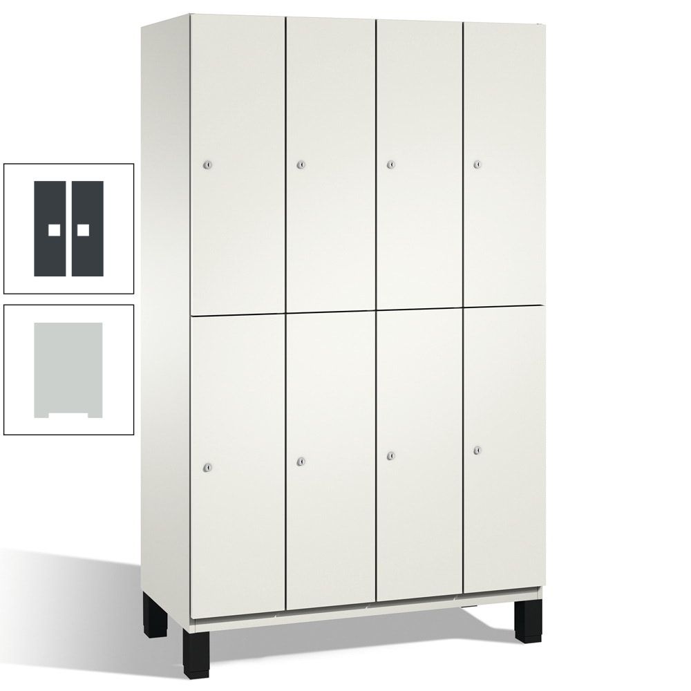 Fächerschrank, Stahlschrank, doppelstöckig, 8 Fächer, mit Füßen, Korpus enzianblau, Tür Fernblau, 1.980 x 1.200 x 525 mm (HxBxT)