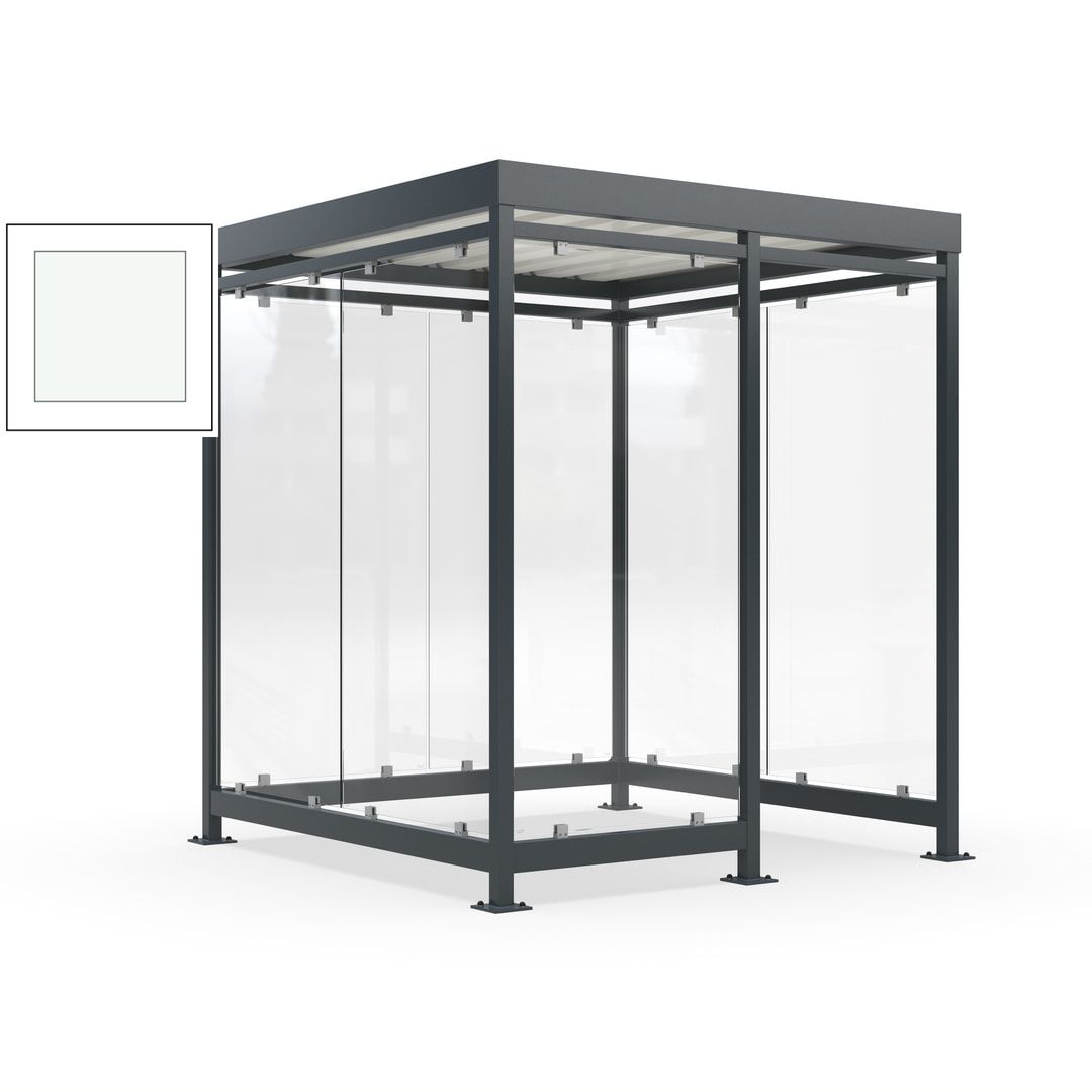 Raucherunterstand, Bushaltestelle, 7 Wände, 6-7 Personen, 2.510 x 2.165 x 2.165 mm (HxBxT), Farbe Achatgrau
