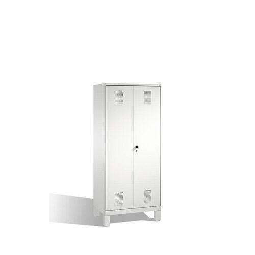 Doppel-Spind, Doppeltüren, Garderobenschrank mit Füßen, 2 Abteile a 400 mm, Korpus anthrazitgrau, Tür anthrazitgrau, 1.850 x 800 x 500 mm (HxBxT)