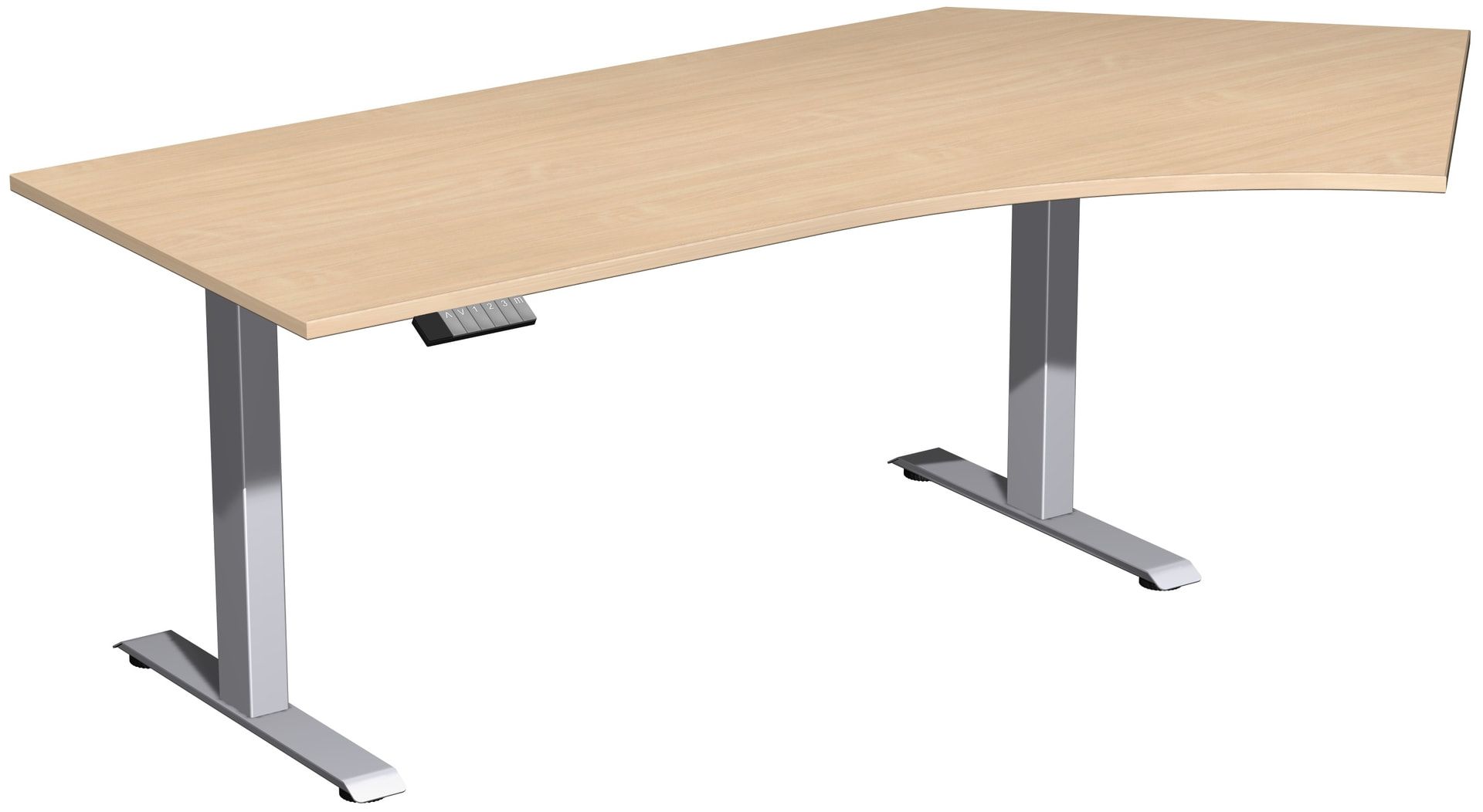 Winkelschreibtisch, Winkel rechts, Elevate Basic, elektronisch höhenverstellbar, 730 - 1.230 x 2.166 x 1.130 mm (HxBxT), Gestell anthrazit, Dekor Onyx