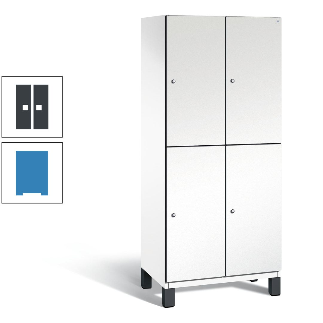 Fächerschrank, Stahlschrank, doppelstöckig, 4 Fächer, Füße, Korpus anthrazitgrau, Tür anthrazitgrau, 1.980 x 800 x 525 mm (HxBxT)