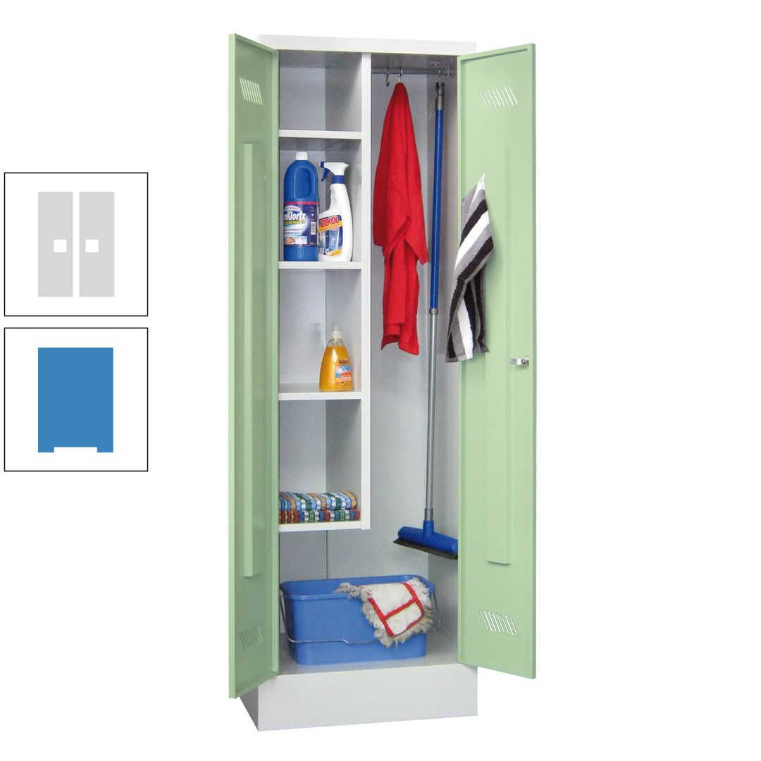 Putzschrank mit Sockel - 1 Abteil mit Trennwand - 1.850x600x500 mm (HxBxT) - Drehriegel - anthrazitgrau
