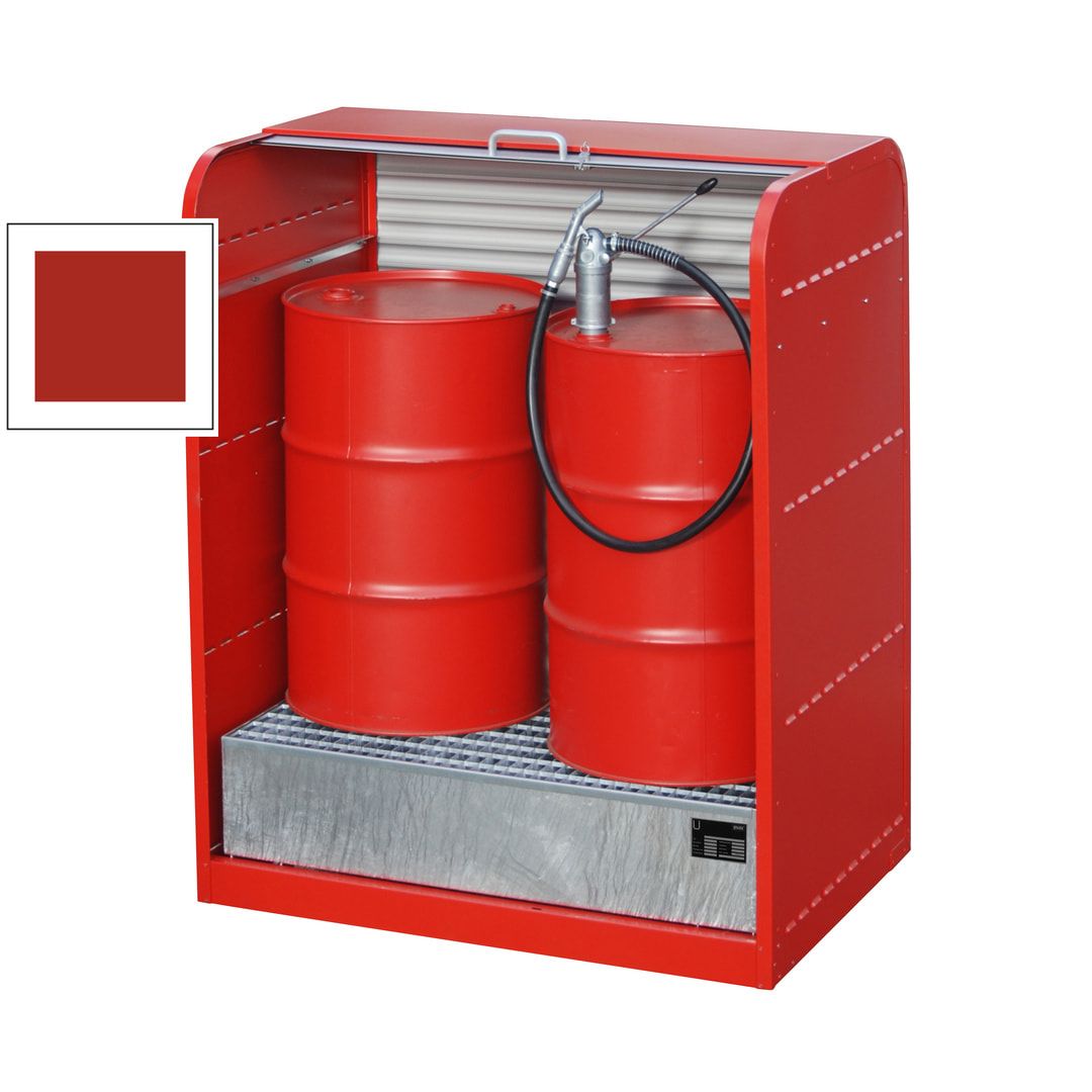 Gefahrstoffschrank mit Rollladen - für 2 x 200-l-Fass - feuerrot