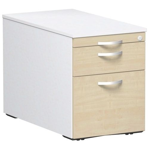 Rollcontainer, Metallschublade, Hängeregistratur, Utensilienfach, abschließbar, 565 x 438 x 800 mm (HxBxT), Frontfarbe Ahorn, Korpusfarbe Buche