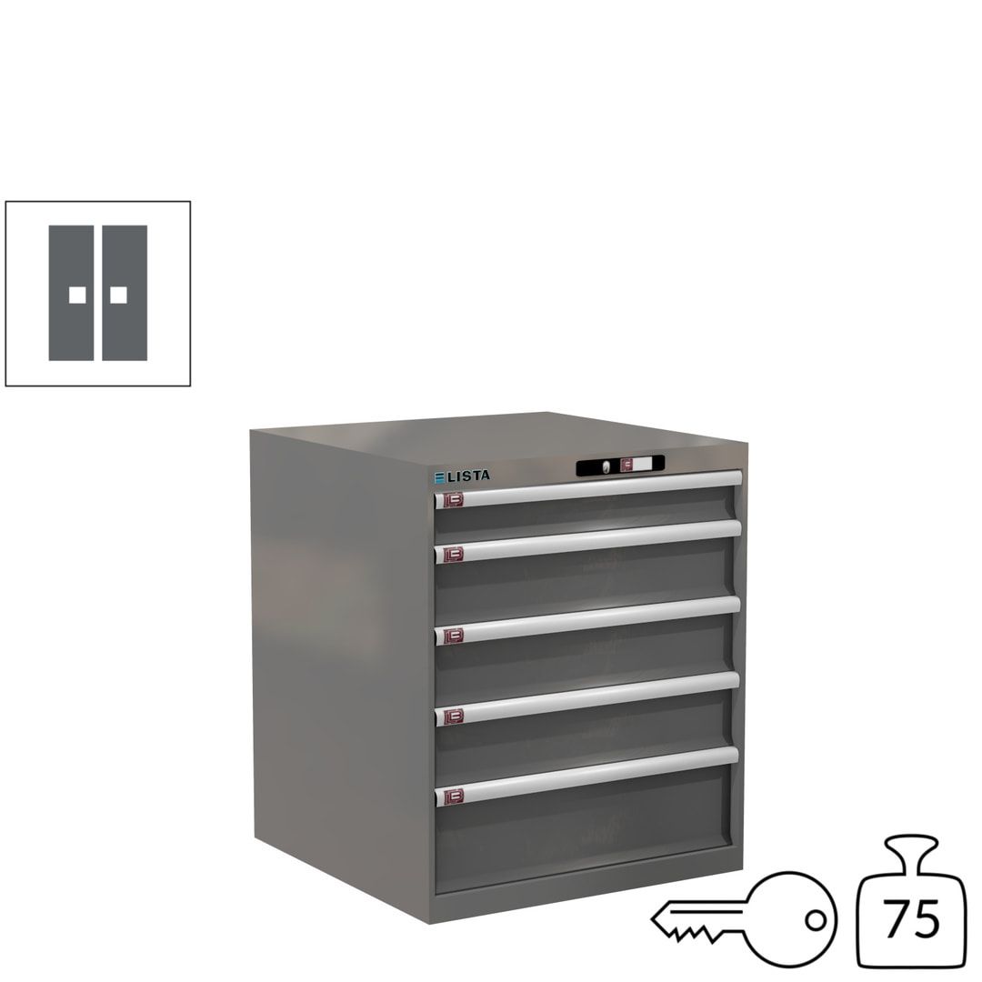 Lista Schubladenschrank - 14.410.010 - 850x717x725 mm (HxBxT) - 5 Schubladen - 75 kg - Key Lock - lichtblau (RAL 5012)
