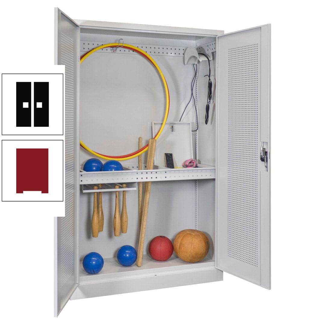 Sportschrank - Lochfeldtüren - Variante 1 - 1.950x1.200x500 mm (HxBxT) - anthrazitgrau
