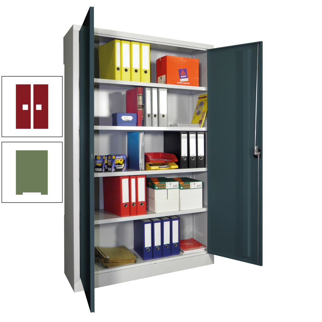 Aktenschrank - Vollblechtüren - 1.950x1.200x400 mm (HxBxT) - 4 Einlegeböden verzinkt - Zylinderschloss - anthrazitgrau